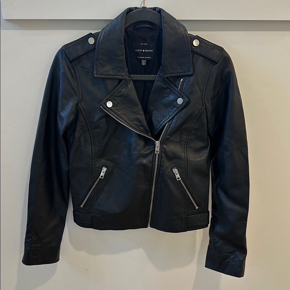 Lucky Brand Black Leather Motorcycle Jacket